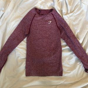 GYMSHARK LONG SLEEVE Vital Seamless Top in Pink Marl